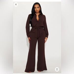 Fashion Nova Chocolate Wide Leg Jumpsuit
